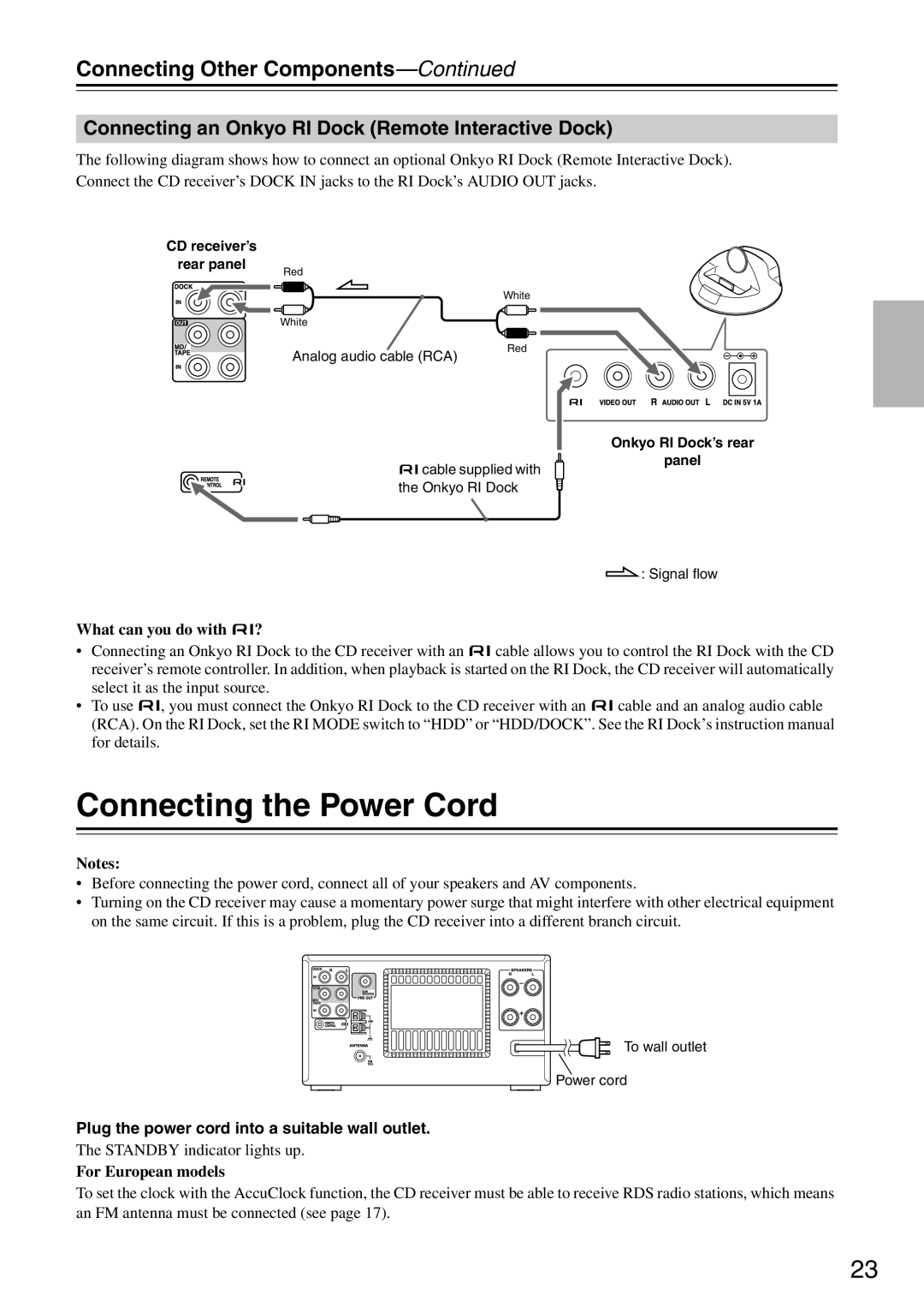 Onkyo CR-525, CR-325 Connecting the Power Cord, Connecting Other Components-Continued, What can you do with u? 