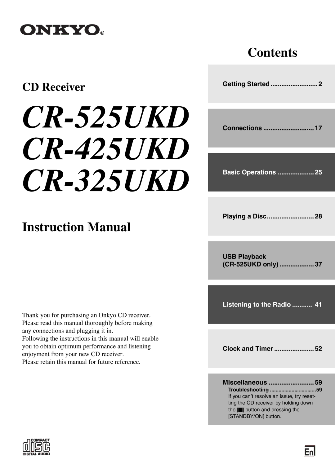 Onkyo instruction manual CR-525UKD CR-425UKD CR-325UKD 