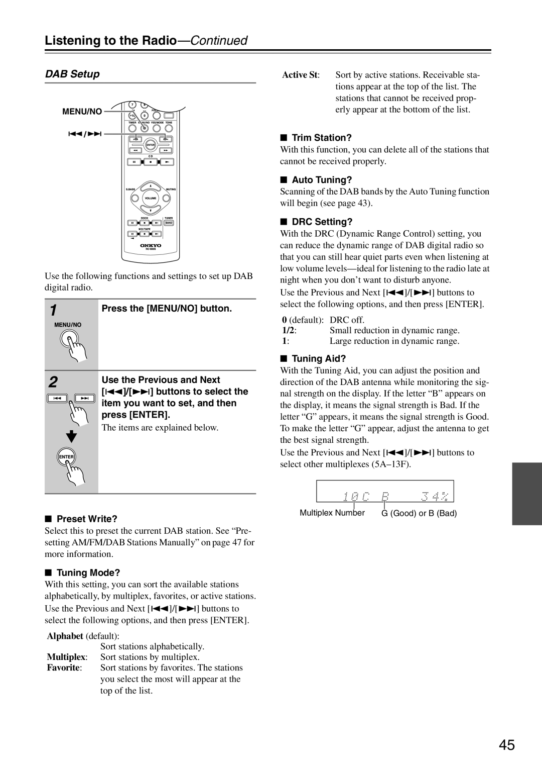 Onkyo CR-325UKD, CR-425UKD, CR-525UKD instruction manual DAB Setup 