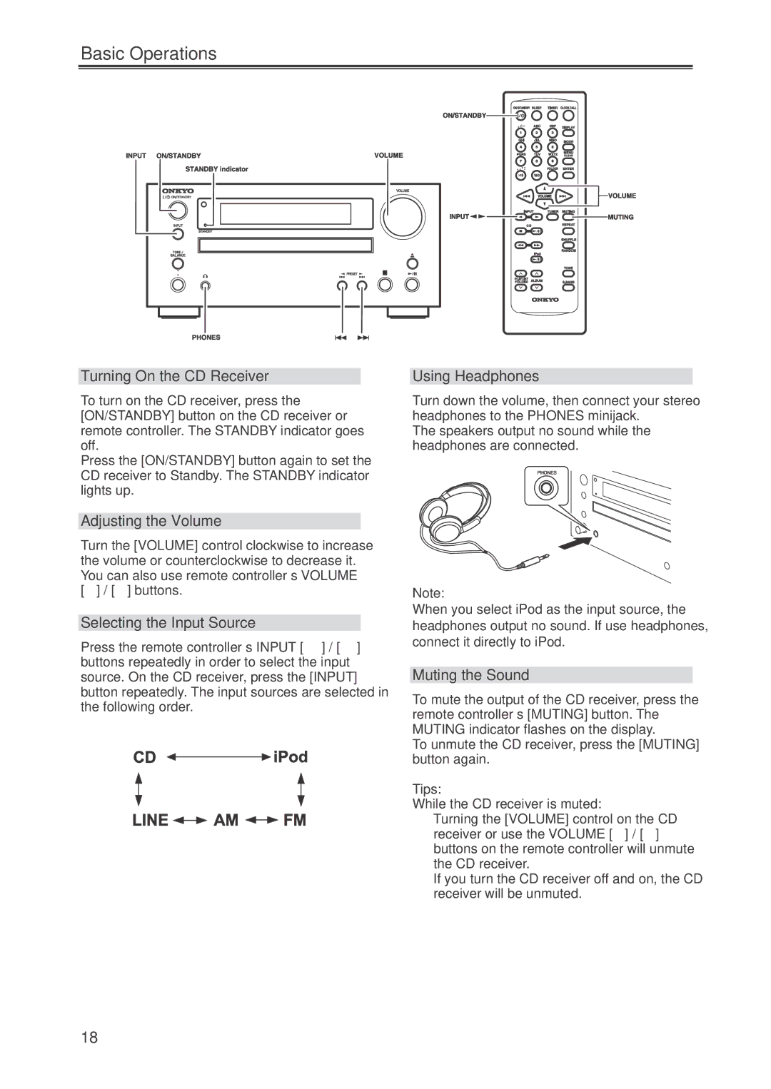 Onkyo CR-445 instruction manual Basic Operations 