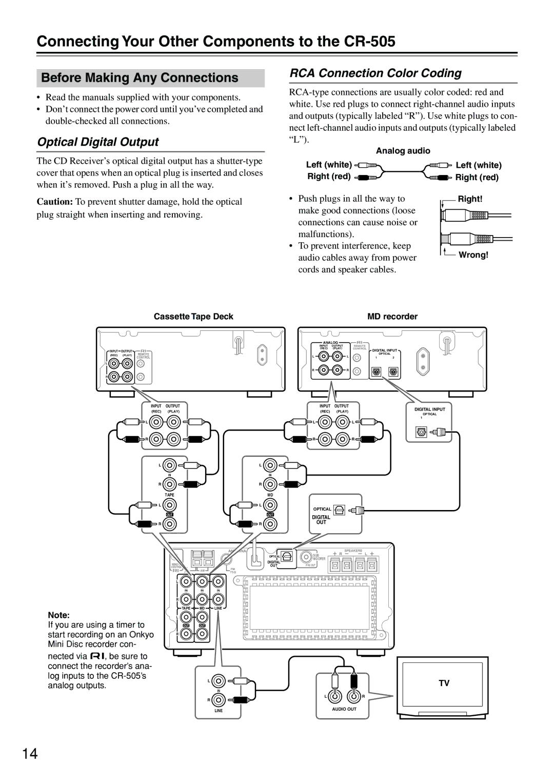 Onkyo instruction manual Connecting Your Other Components to the CR-505, Before Making Any Connections 