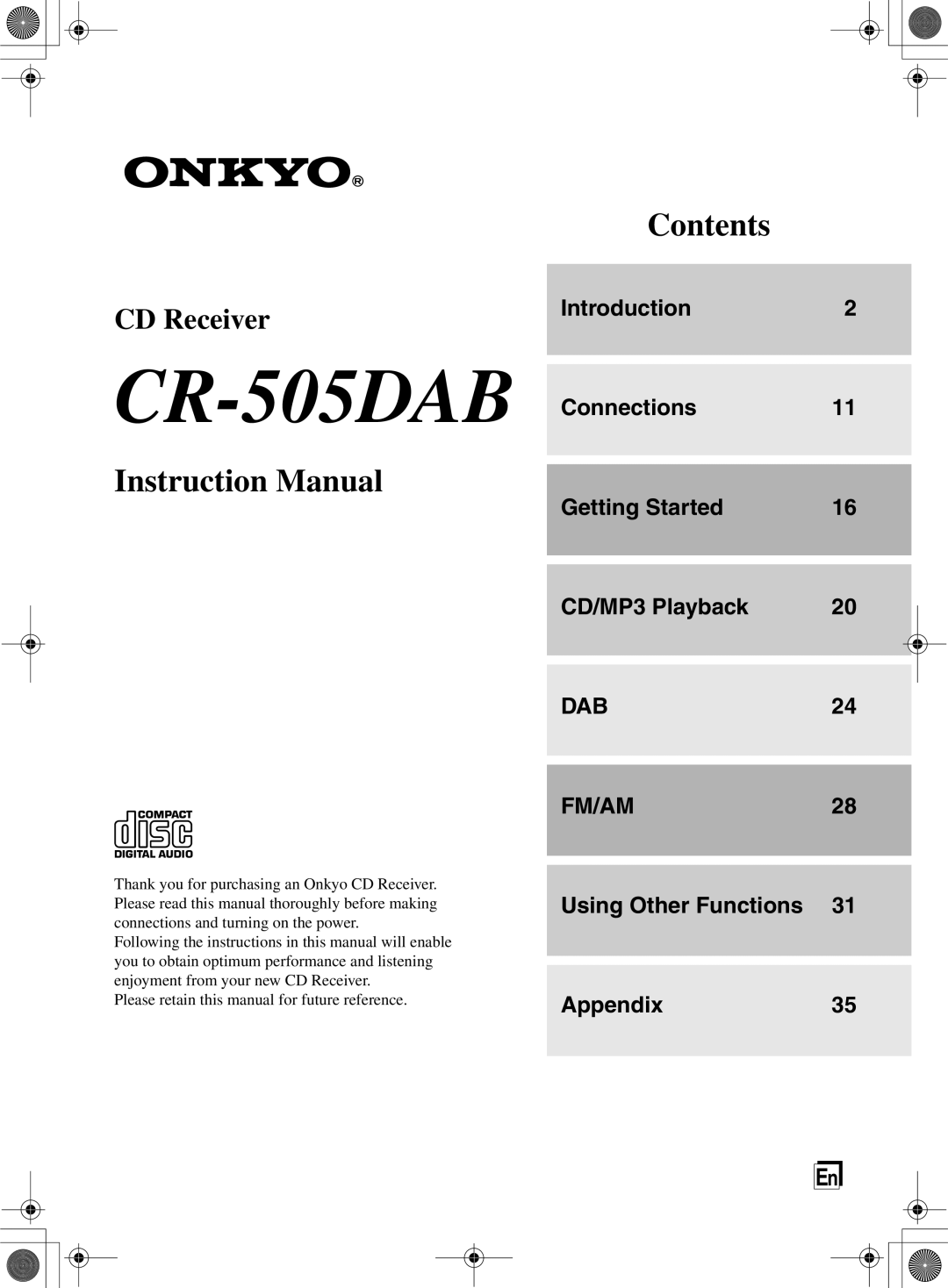 Onkyo instruction manual CR-505DAB 