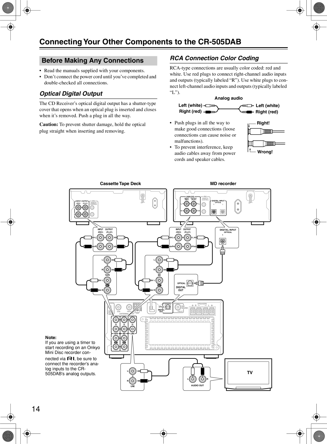 Onkyo instruction manual Connecting Your Other Components to the CR-505DAB, Before Making Any Connections 