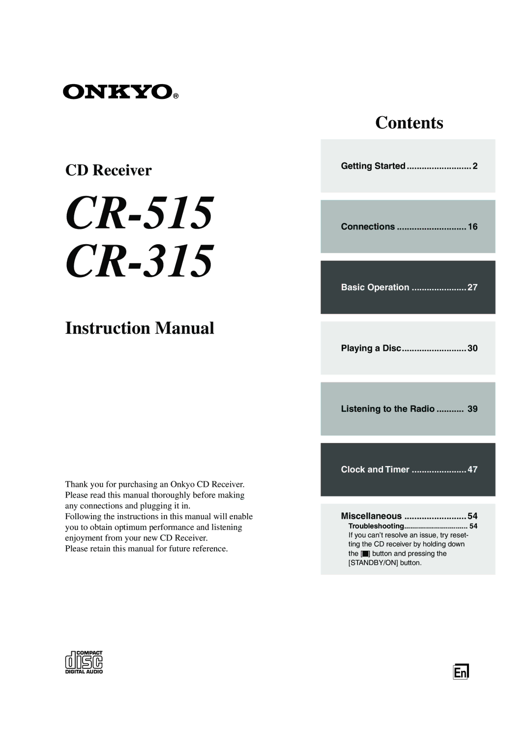 Onkyo CR-515 CR-315 instruction manual 