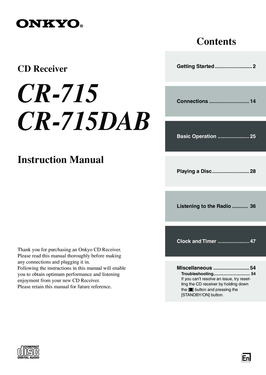 Onkyo instruction manual CR-715 CR-715DAB 