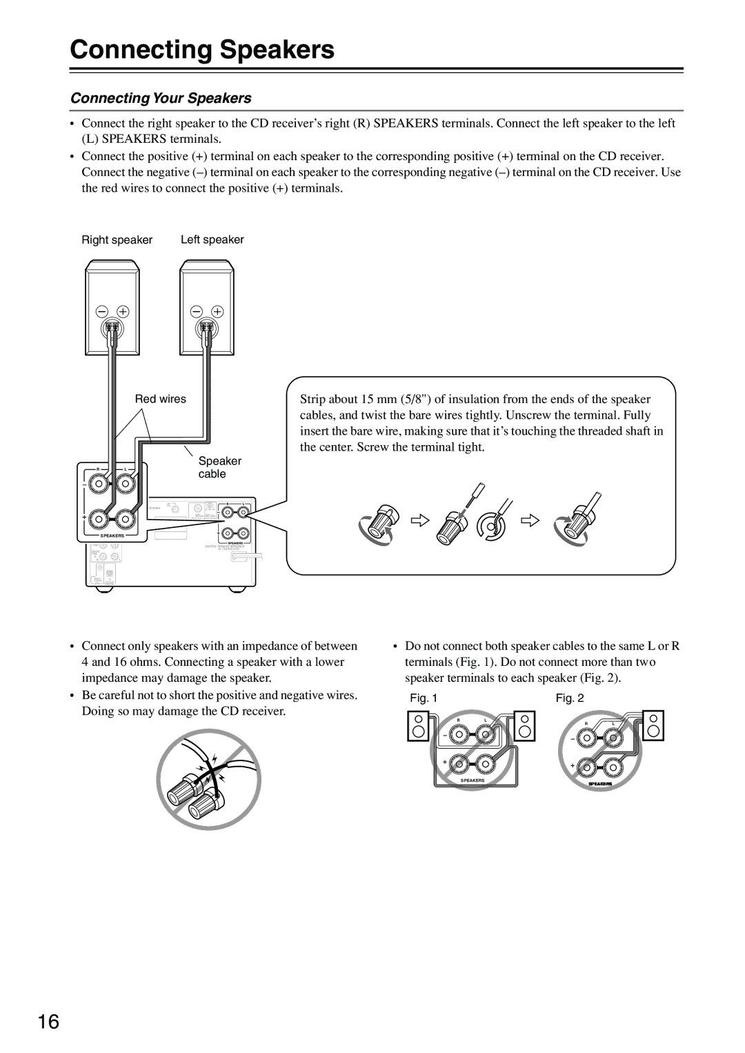 Onkyo CR-715DAB instruction manual Connecting Speakers, Connecting Your Speakers 