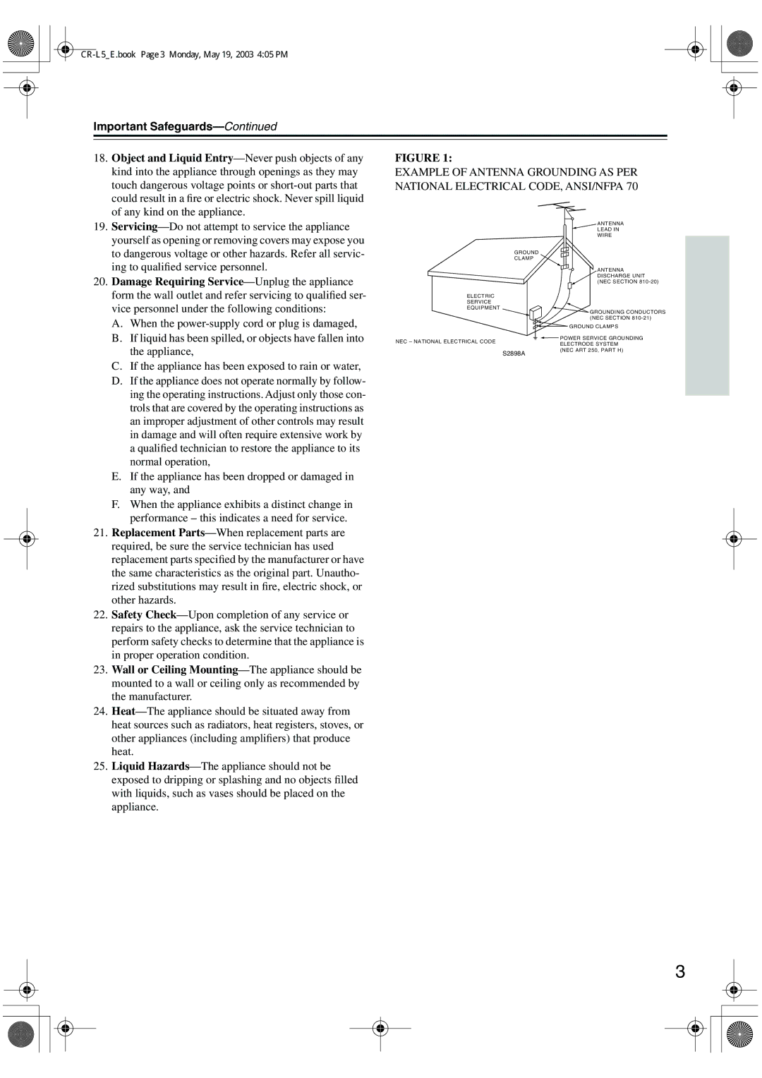 Onkyo CR-L5 instruction manual Important Safeguards, Damage Requiring Service-Unplug the appliance 