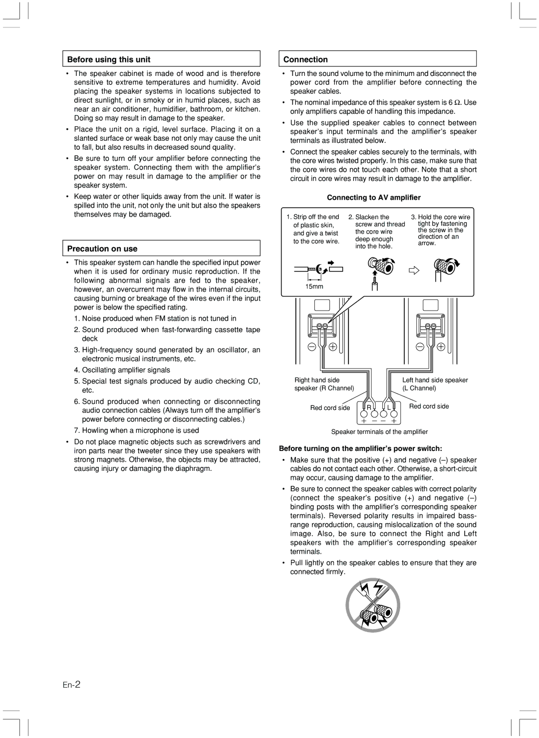 Onkyo D-407F instruction manual Before using this unit, Precaution on use, Connection, Connecting to AV amplifier 