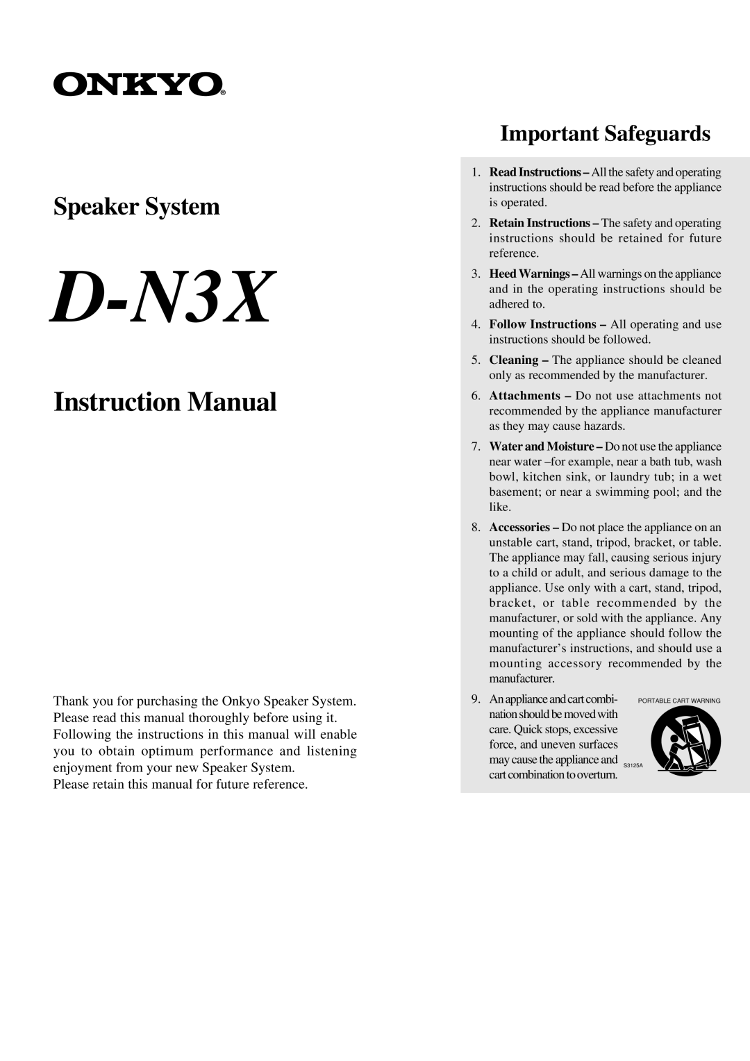 Onkyo D-N3X instruction manual 