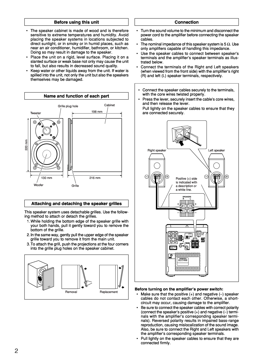 Onkyo D-N3X instruction manual Before using this unit, Connection, Name and function of each part 