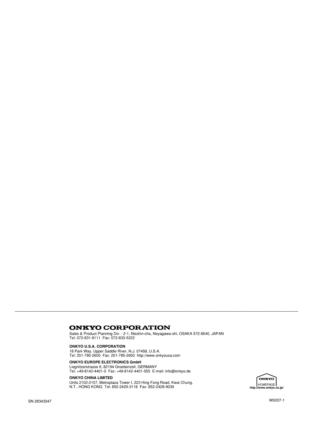 Onkyo DR-C500 instruction manual Onkyo U.S.A. Corporation, Onkyo Europe Electronics GmbH, Onkyo China Limited 