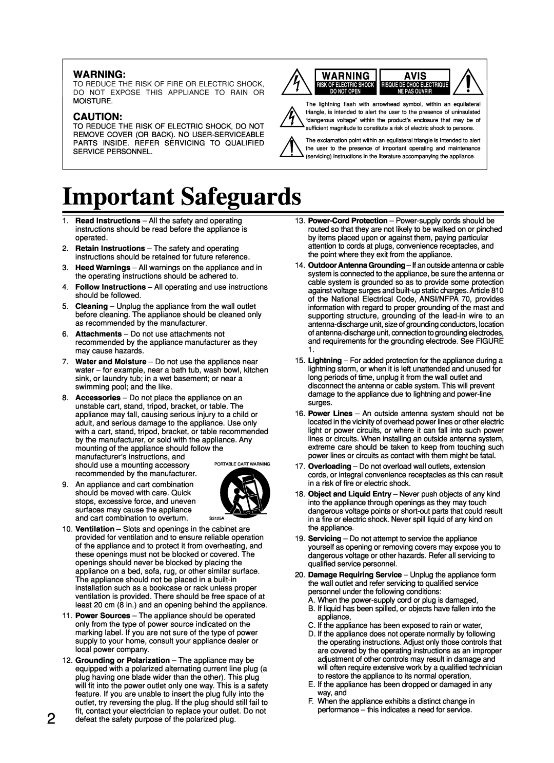 Onkyo DR-C500 instruction manual Important Safeguards, Avis 