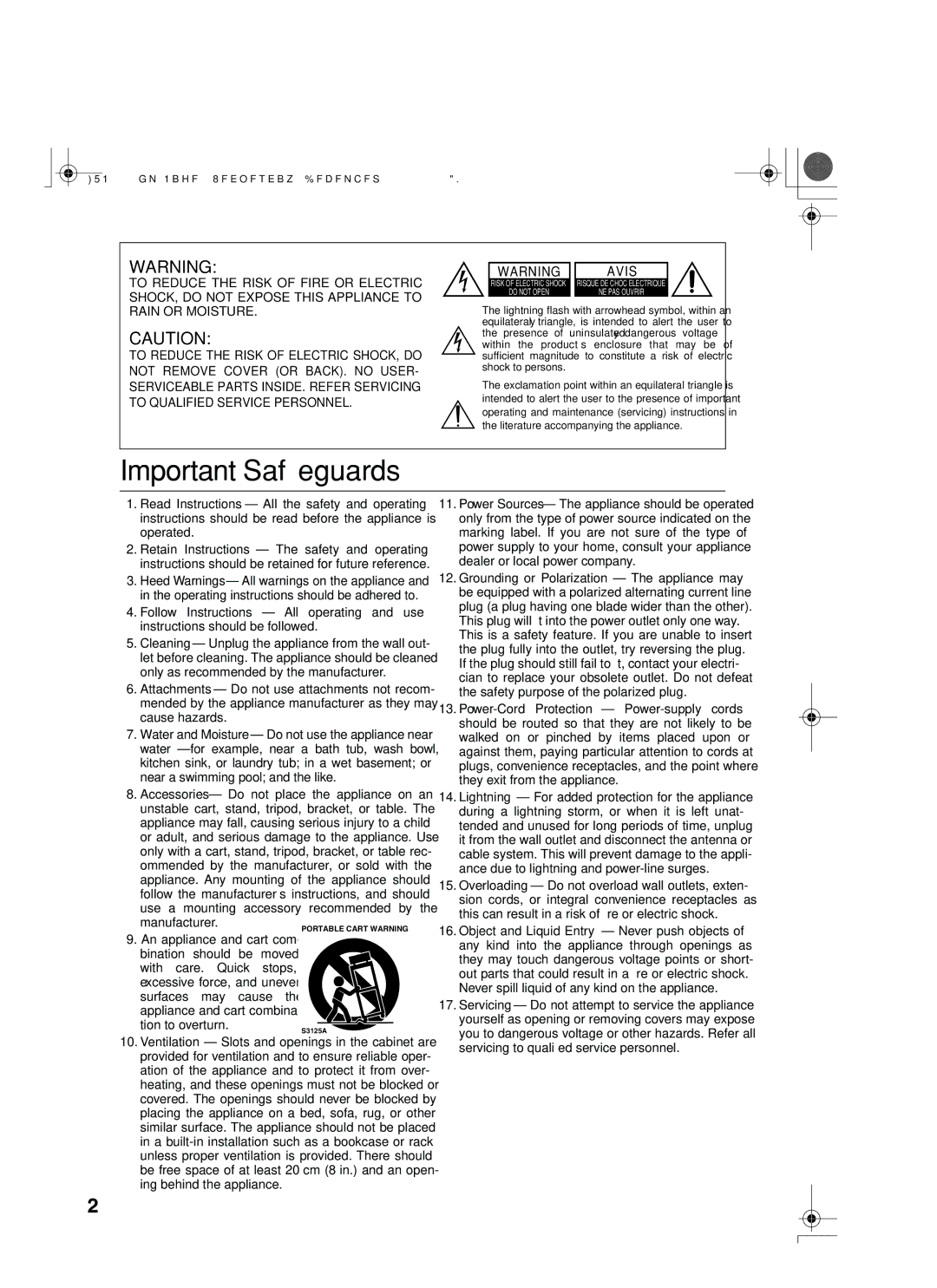 Onkyo DR-S2.2 instruction manual Important Safeguards 