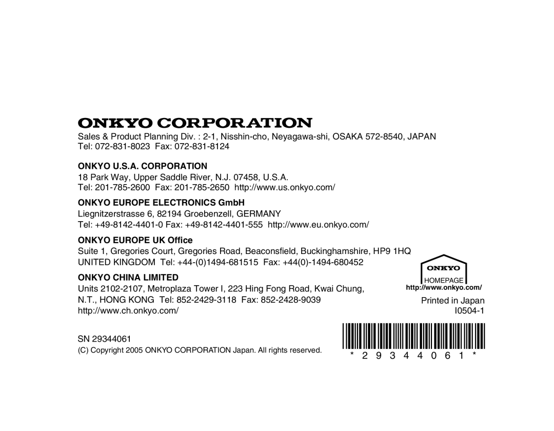 Onkyo DS-A1 instruction manual 3 4 4 0 6 