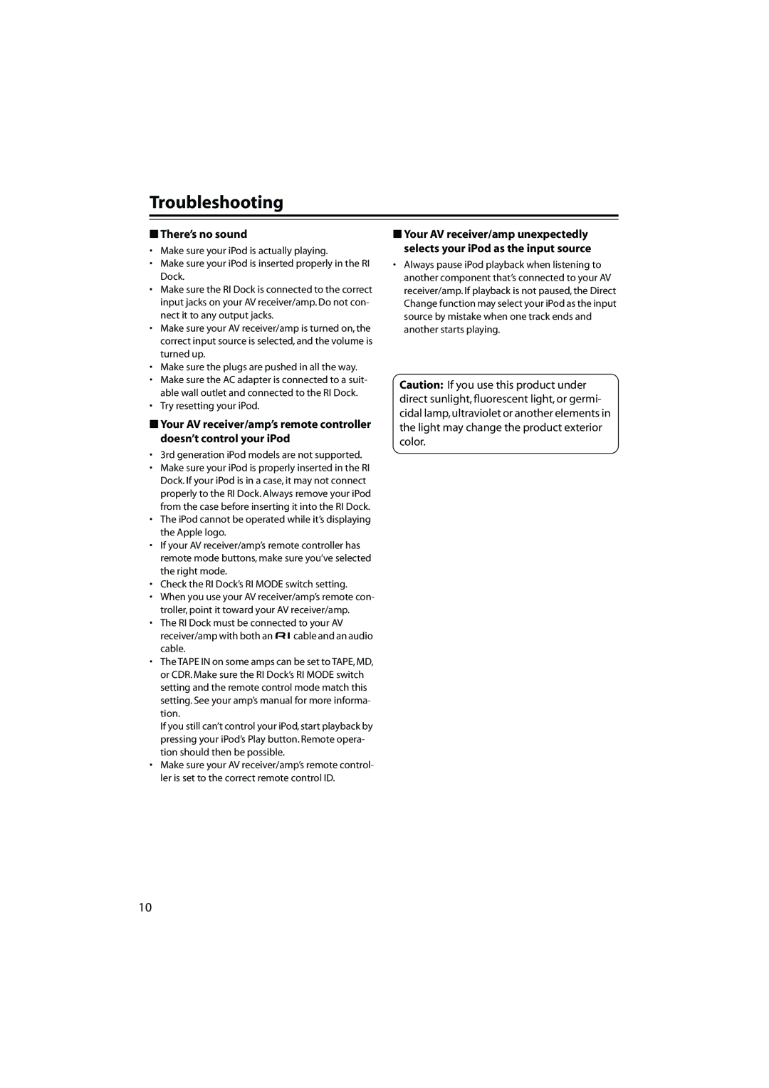 Onkyo DS-A1XP instruction manual Troubleshooting, There’s no sound 