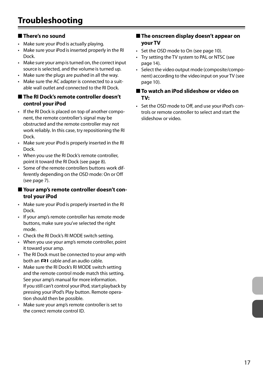 Onkyo D0901-2, DS-A3, 29344880A instruction manual Troubleshooting 