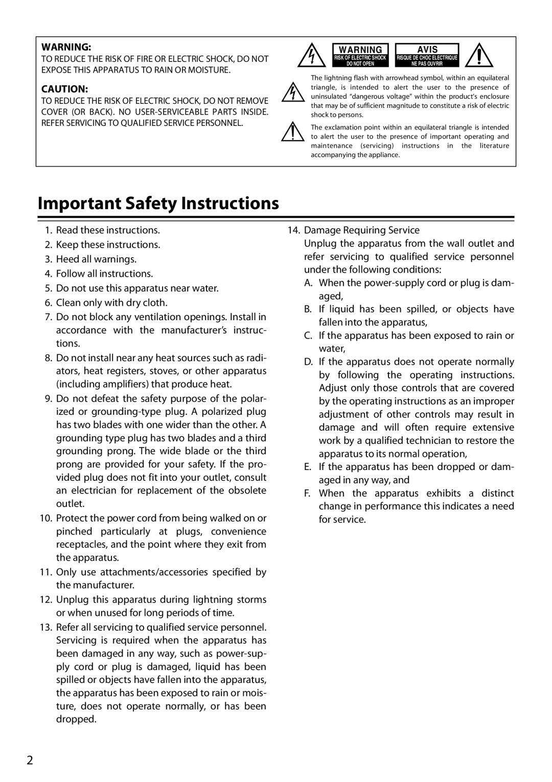 Onkyo D0901-2, DS-A3, 29344880A instruction manual Important Safety Instructions, Avis 