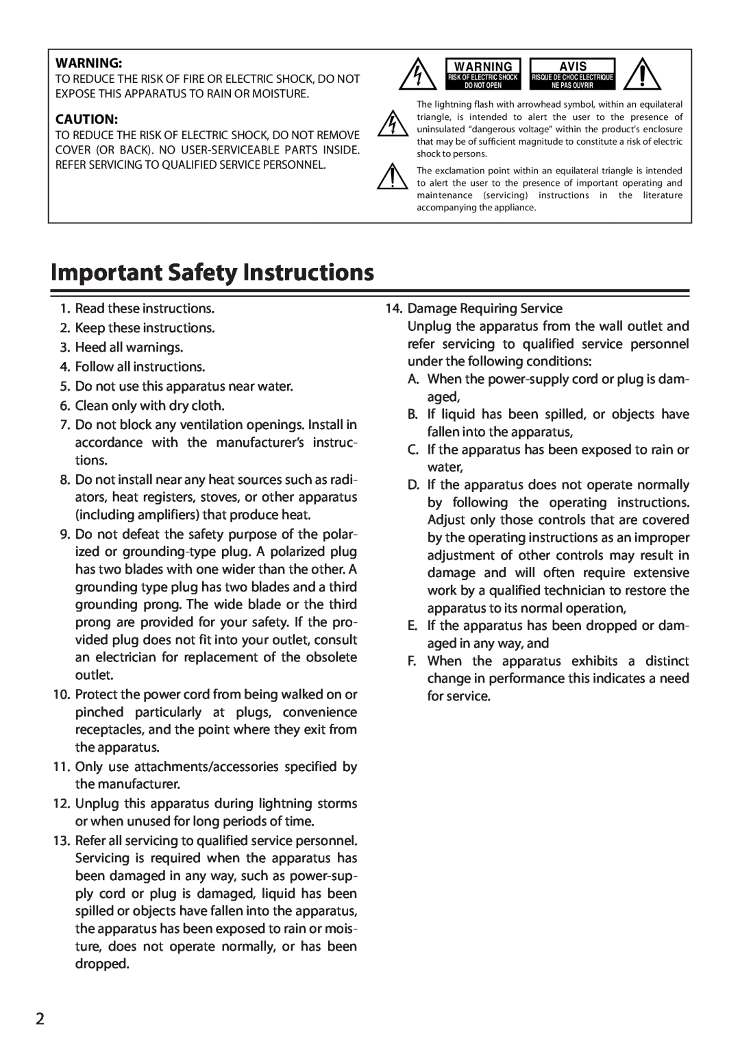 Onkyo D0901-2, DS-A3, 29344880A instruction manual Important Safety Instructions 