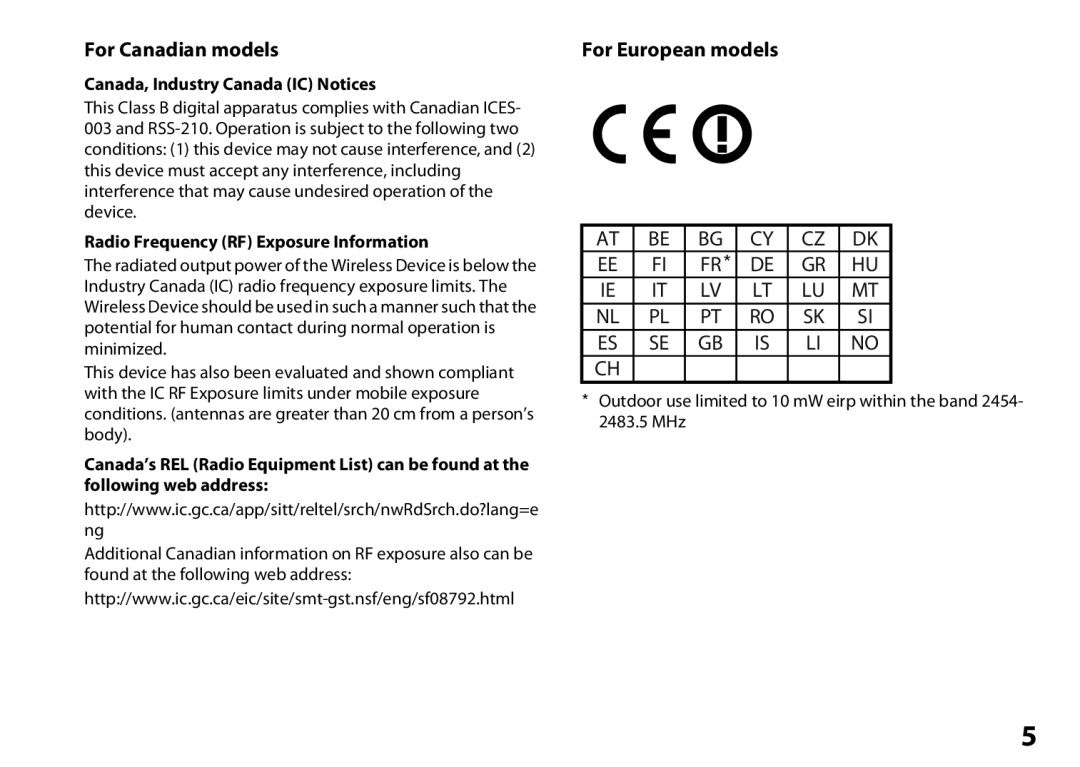 Onkyo DS-A5 instruction manual For Canadian models, For European models 