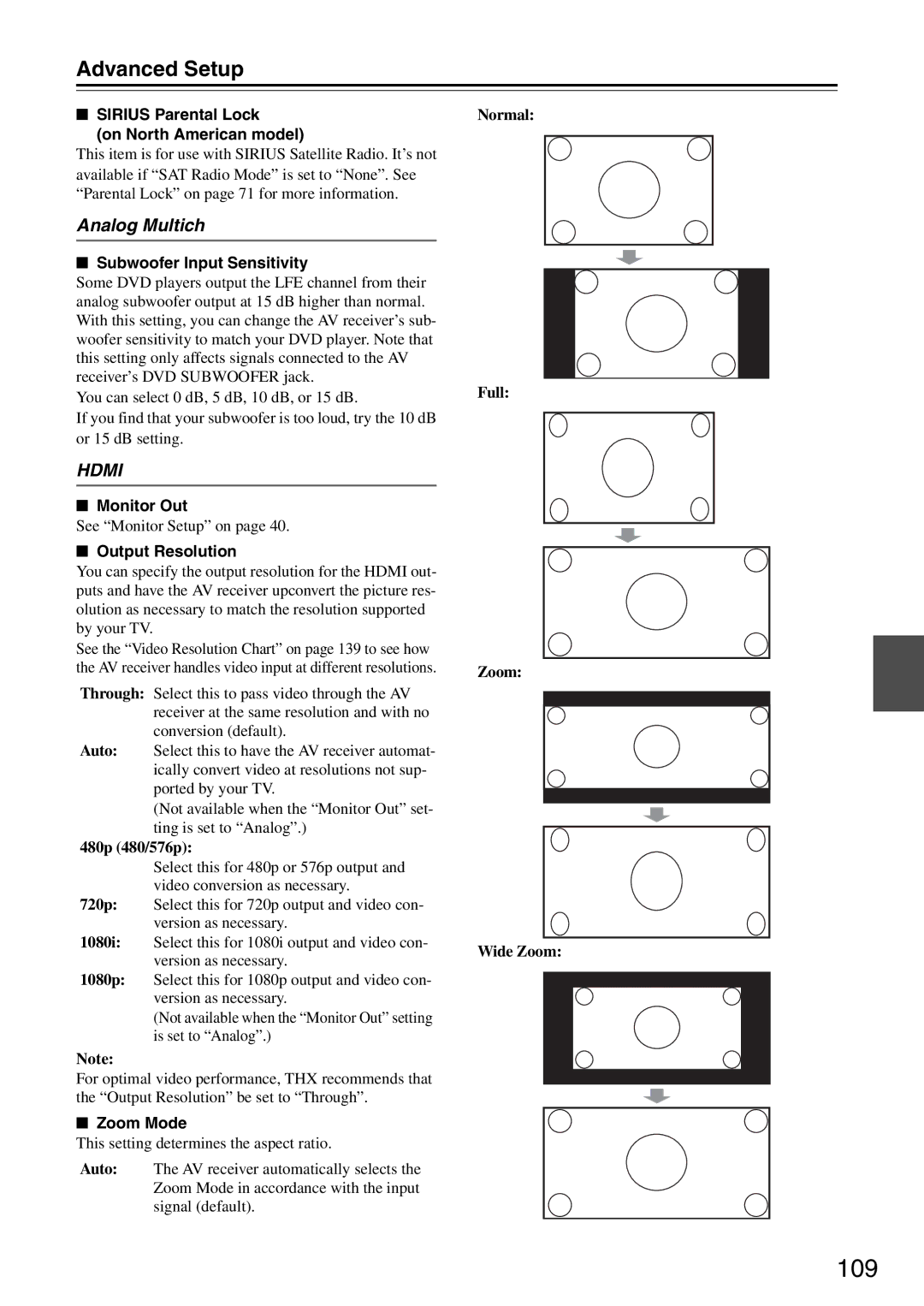 Onkyo DTR-7.9 instruction manual 109, Analog Multich 