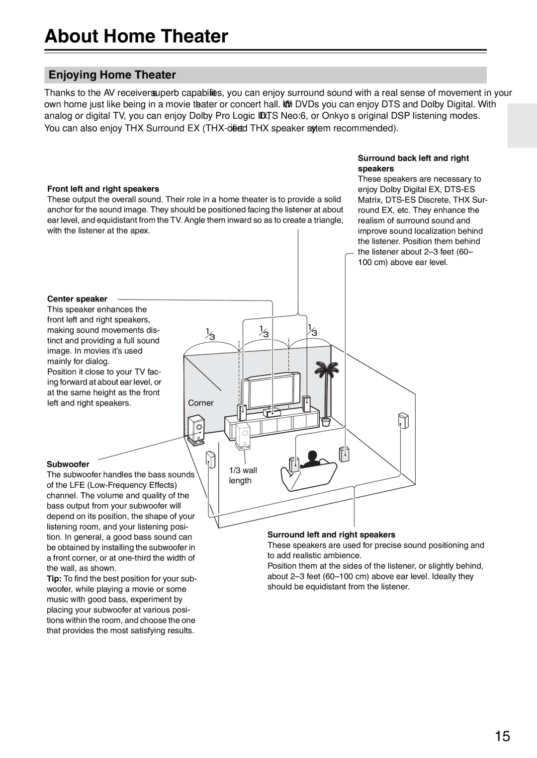 Onkyo DTR-7.9 instruction manual About Home Theater, Enjoying Home Theater 