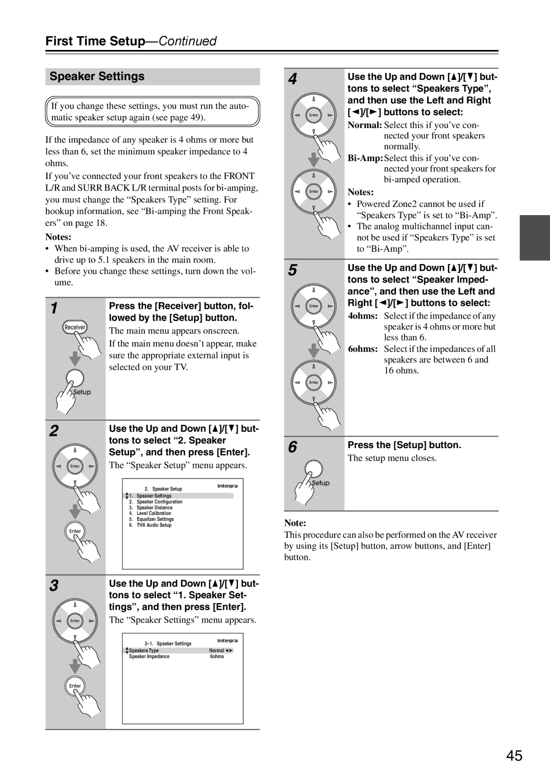 Onkyo DTR-7.9 instruction manual Speaker Settings 