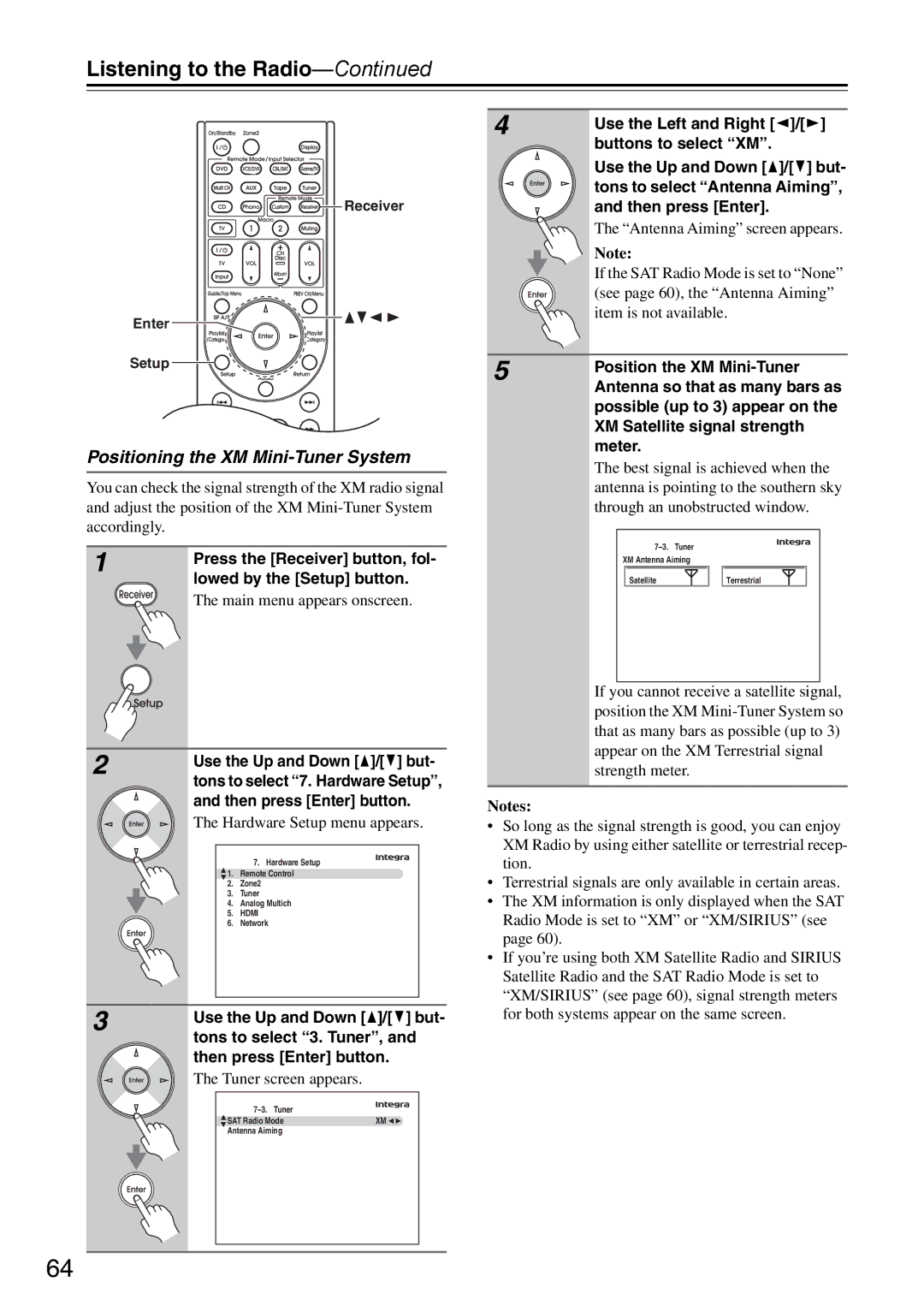 Onkyo DTR-7.9 instruction manual Positioning the XM Mini-Tuner System 