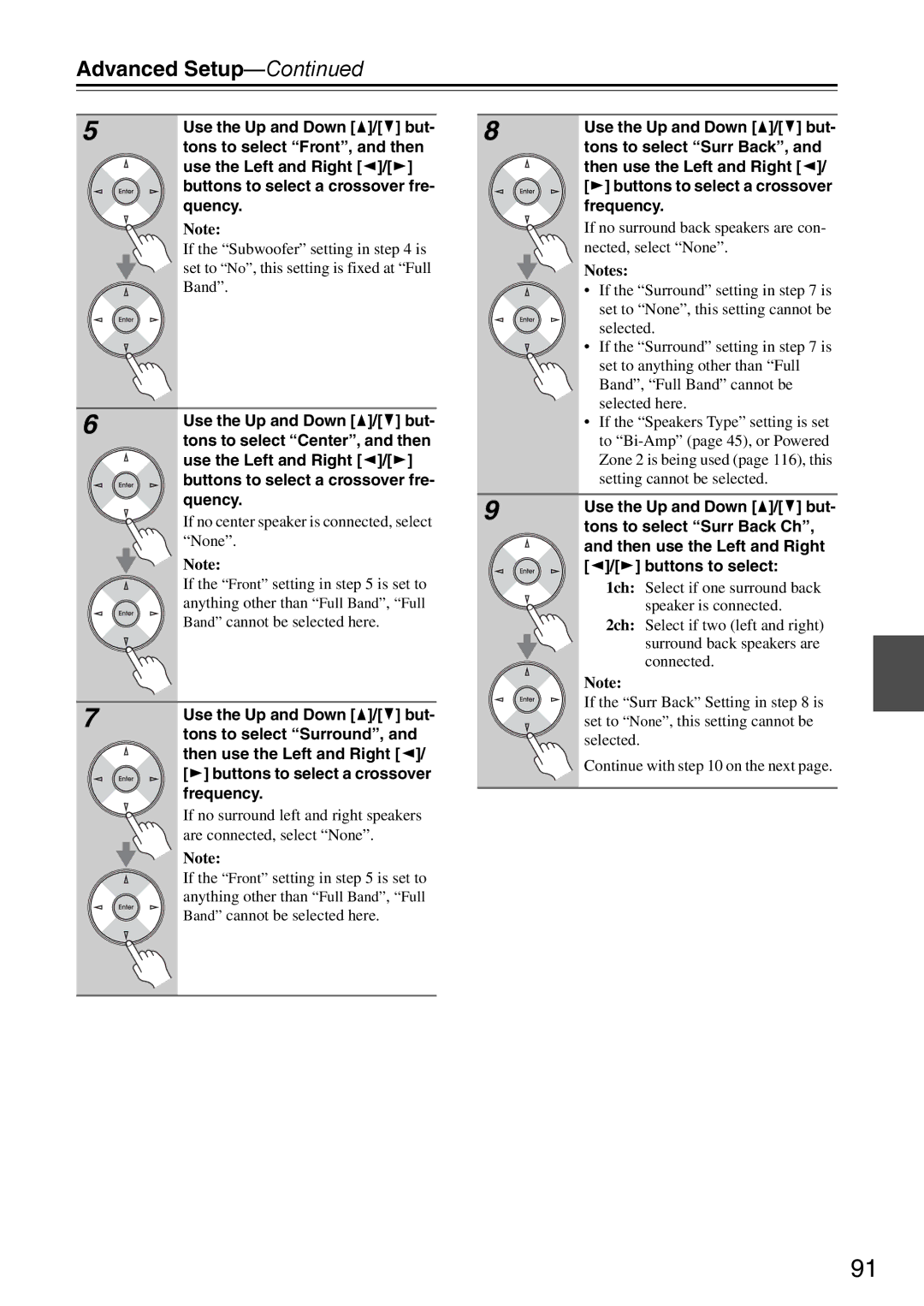 Onkyo DTR-7.9 instruction manual If no center speaker is connected, select 