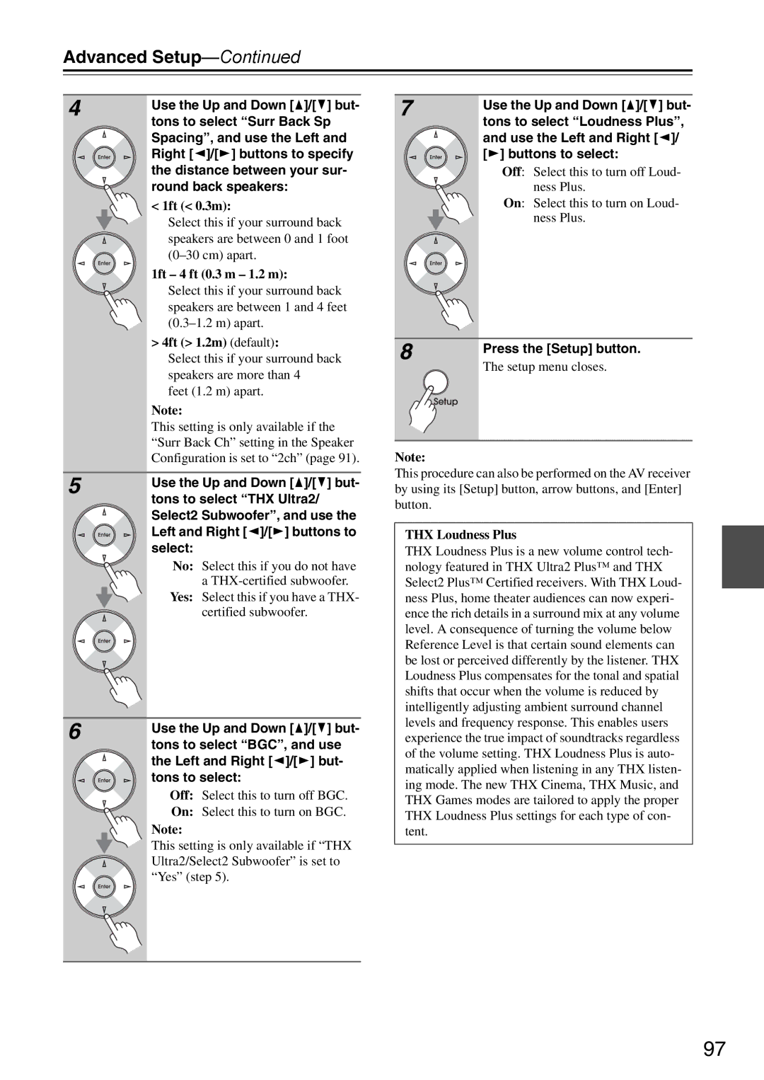 Onkyo DTR-7.9 instruction manual Tons to select Loudness Plus, Use the Left and Right e 