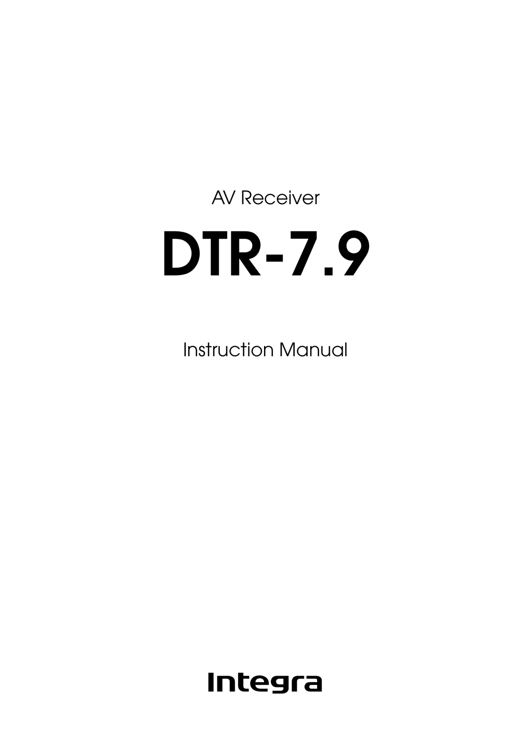 Onkyo DTR-7.9 instruction manual AV Receiver 