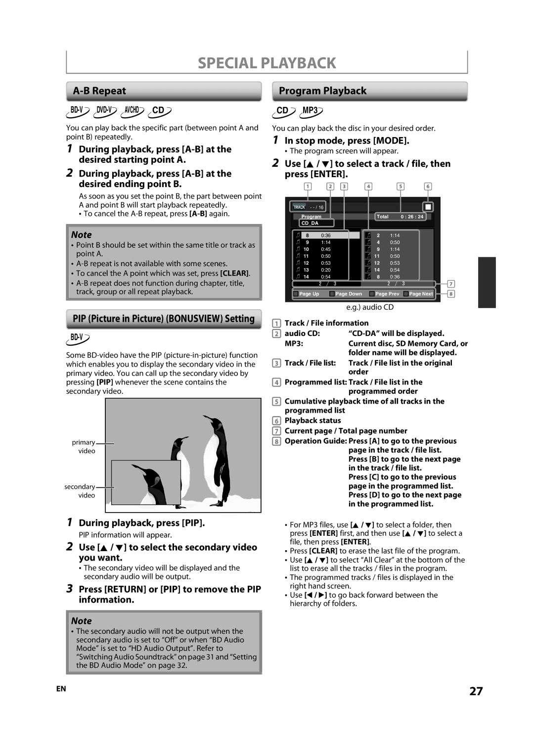 Onkyo DV-BD507 instruction manual Special Playback, Repeat, Program Playback 