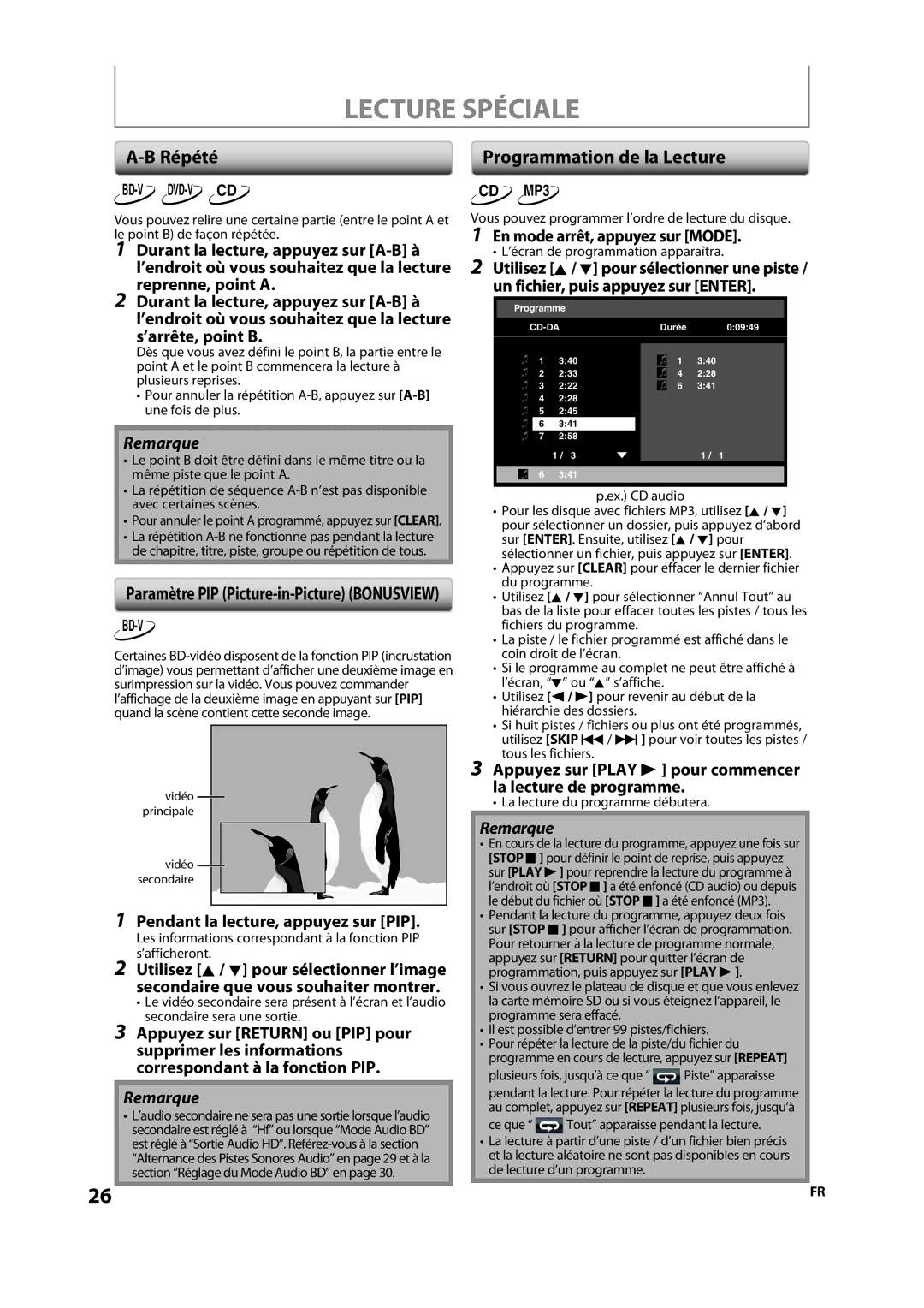 Onkyo DV-BD606 manual Lecture Spéciale, Répété 