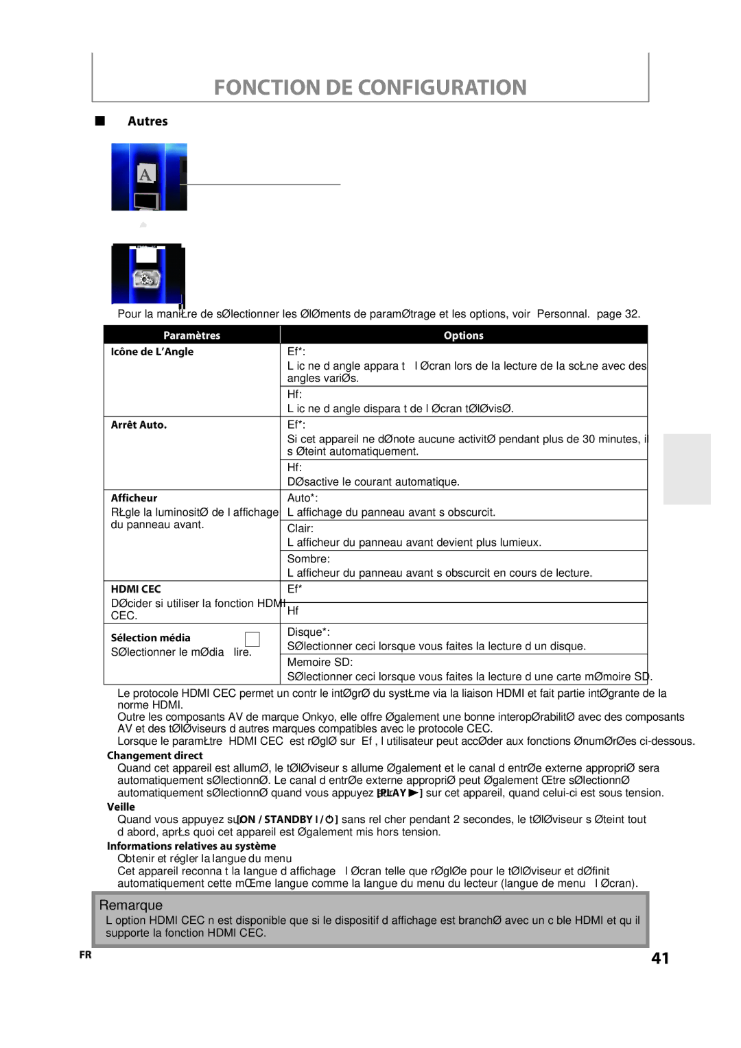 Onkyo DV-BD606 manual Autres, Hdmi CEC 