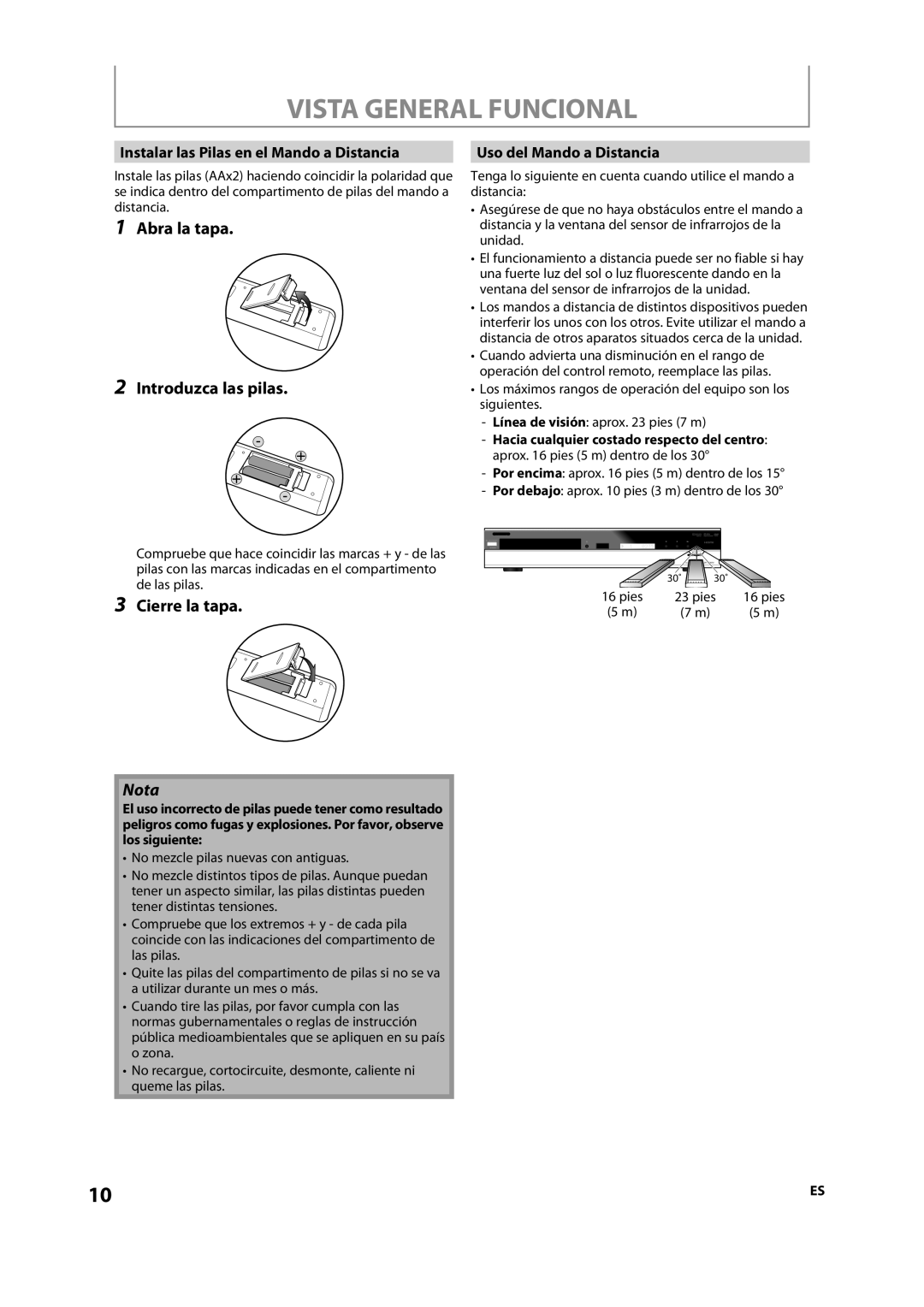 Onkyo DV-BD606 manual Abra la tapa Introduzca las pilas, Cierre la tapa 