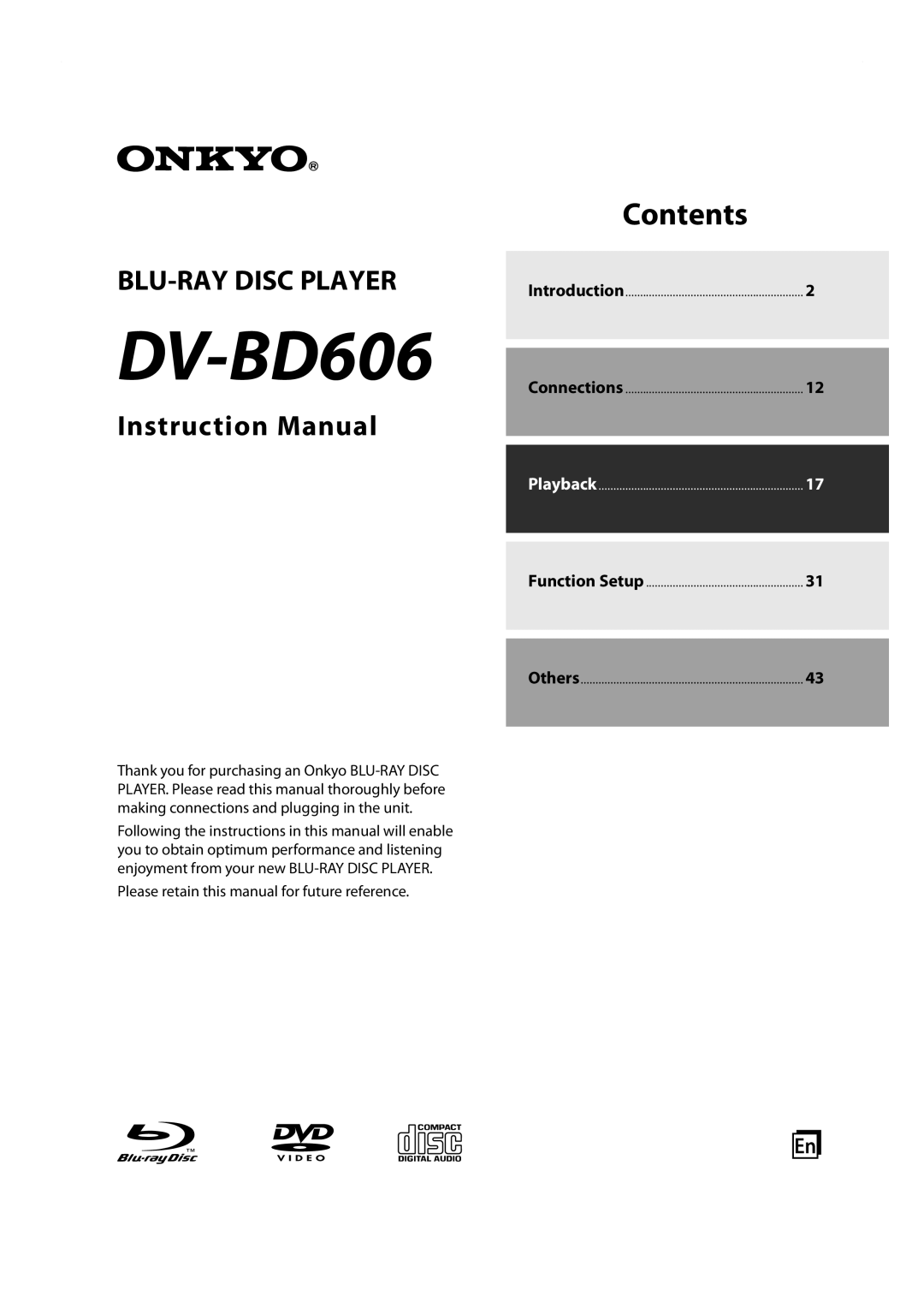 Onkyo DV-BD606 instruction manual 