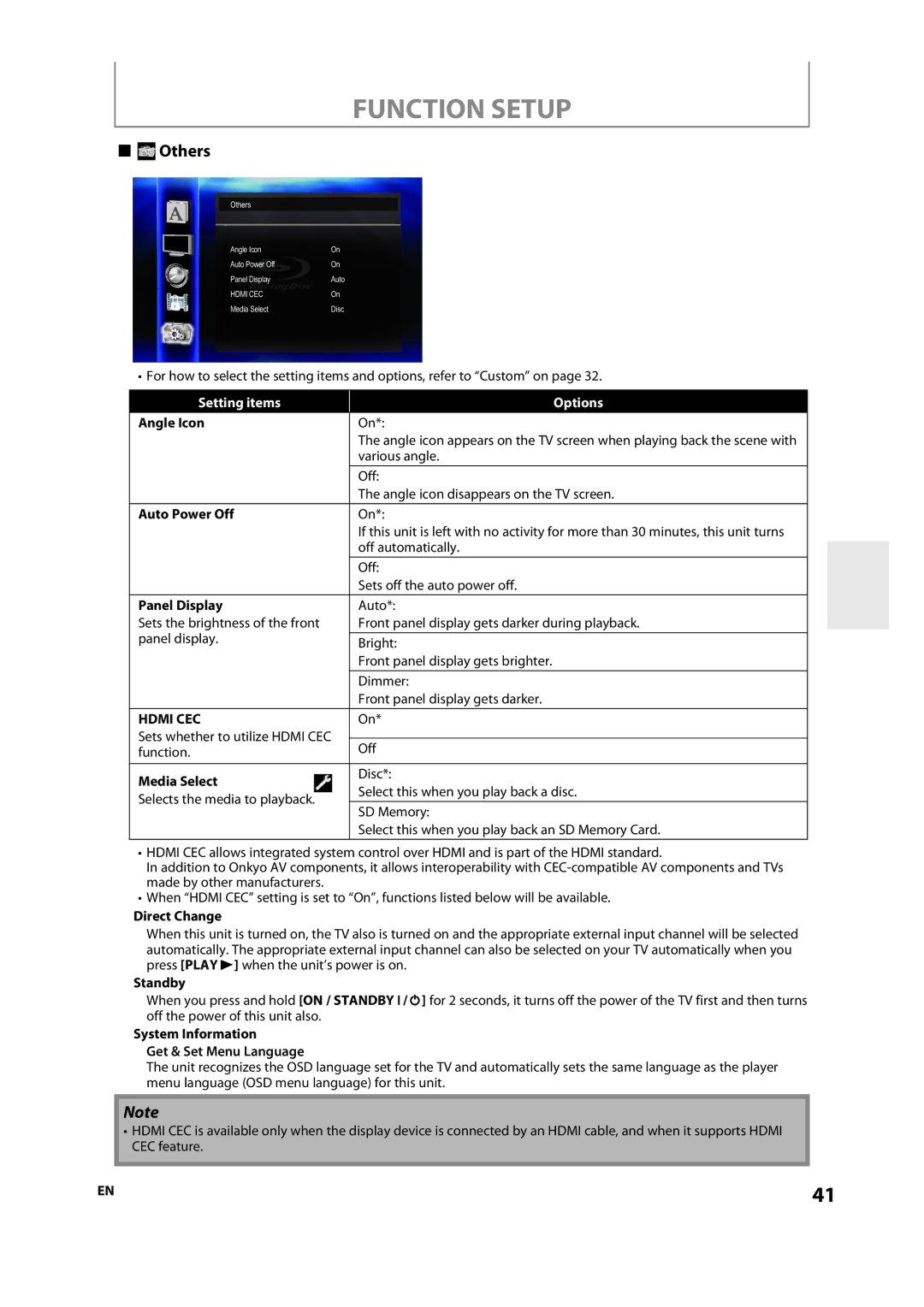 Onkyo DV-BD606 instruction manual Others, Hdmi CEC 