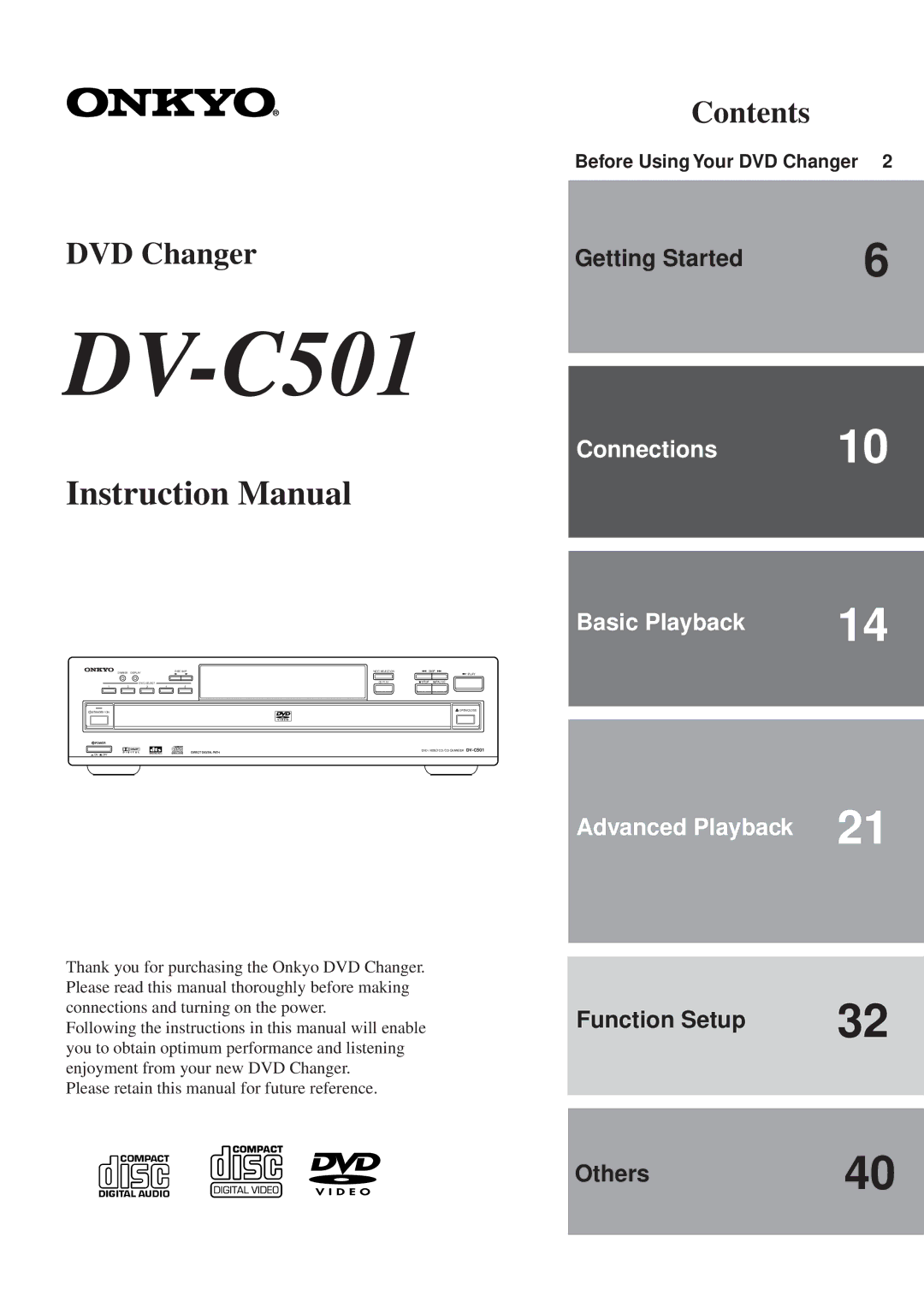 Onkyo DV-C501 instruction manual 