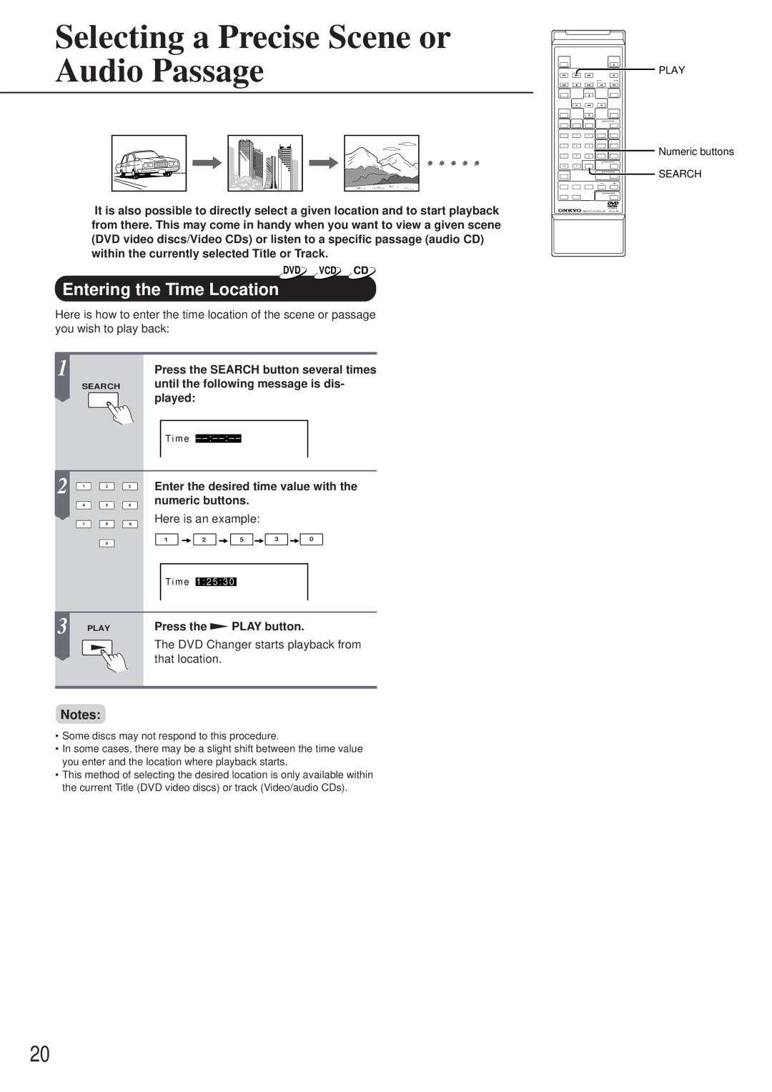 Onkyo DV-C501 instruction manual Entering the Time Location 