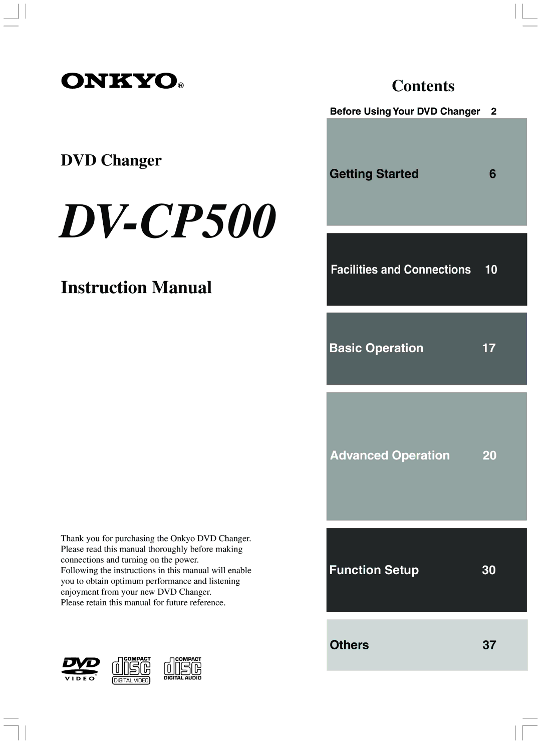 Onkyo DV-CP500 instruction manual 