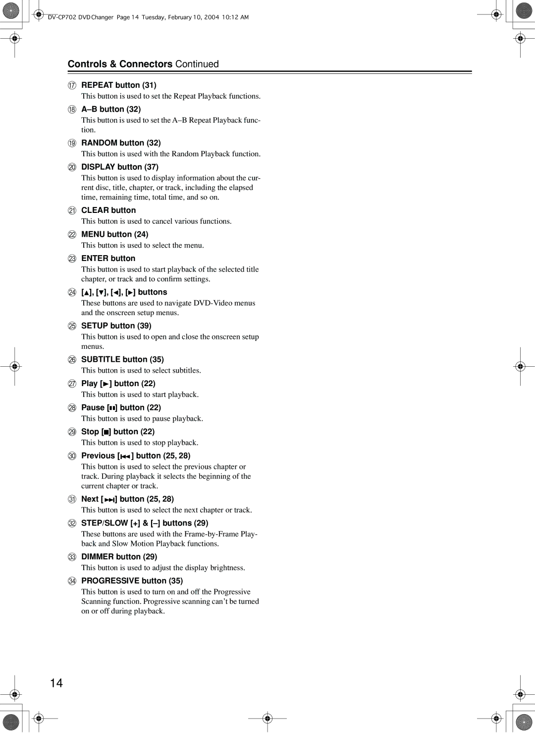 Onkyo DV-CP702 instruction manual Controls & Connectors 