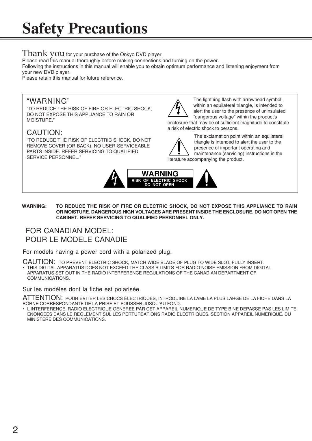 Onkyo DV-S501 instruction manual Safety Precautions, Literature accompanying the product 