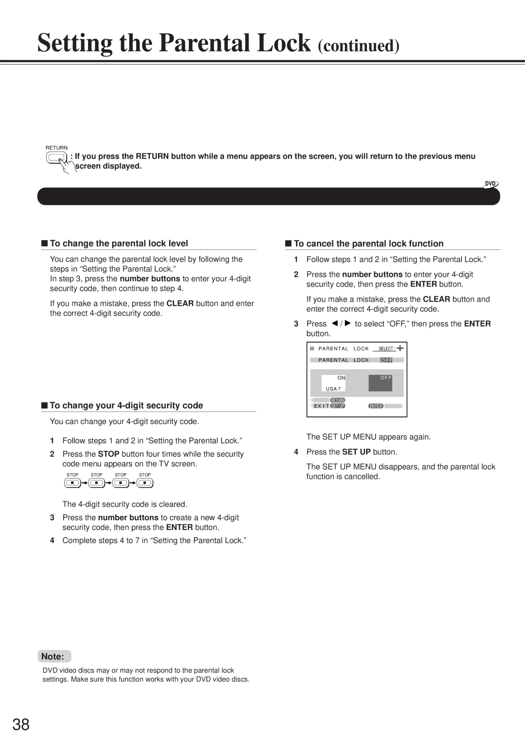 Onkyo DV-S501 instruction manual To change your 4-digit security code 