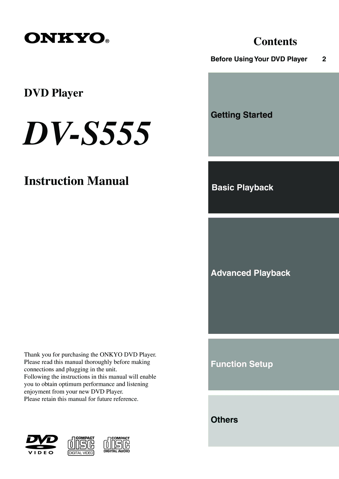 Onkyo DV-S555 instruction manual 