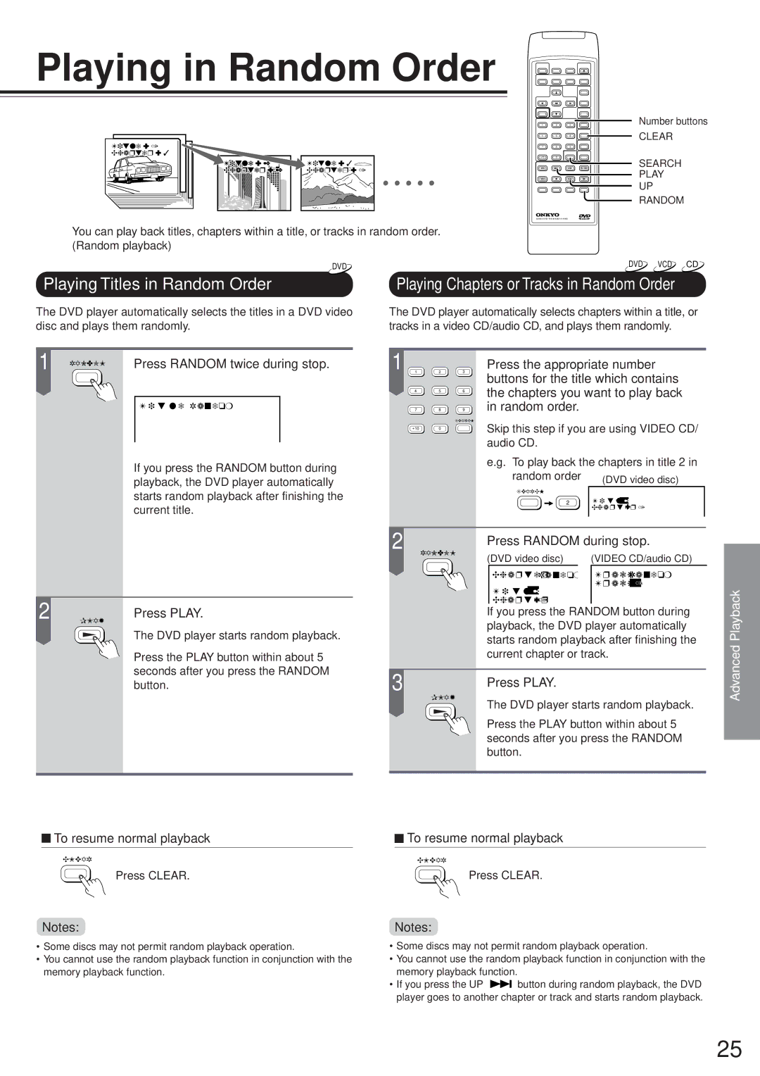 Onkyo DV-S717 instruction manual Playing in Random Order, Playing Titles in Random Order 