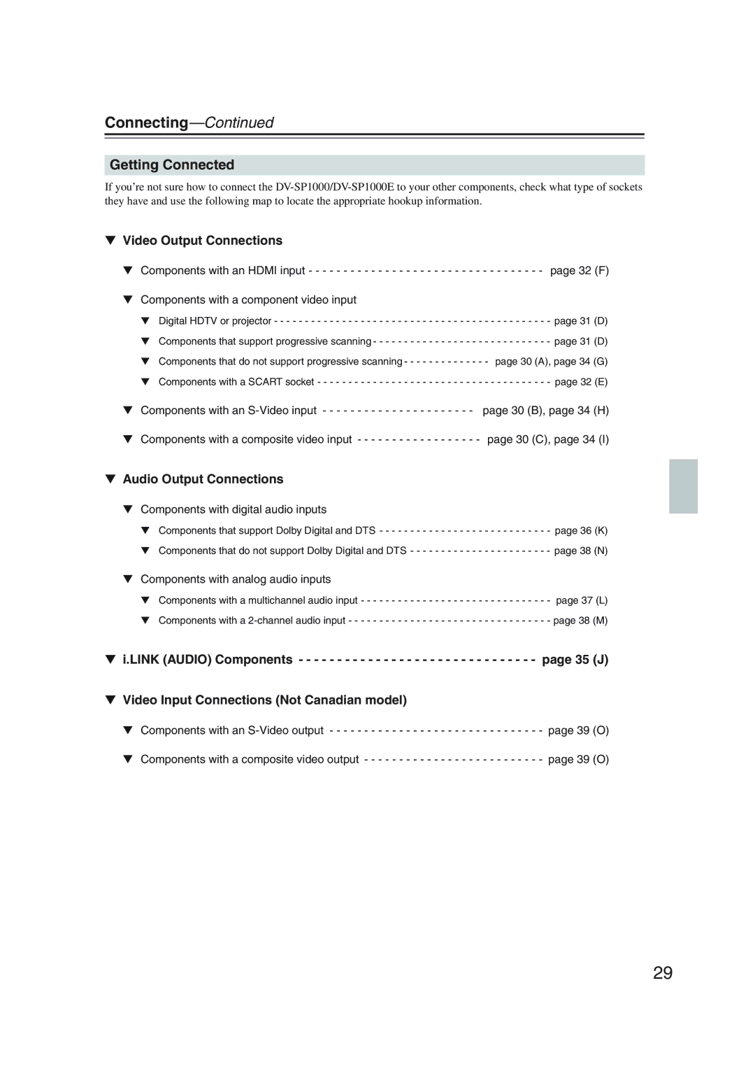 Onkyo DV-SP1000 instruction manual Getting Connected, Video Output Connections 