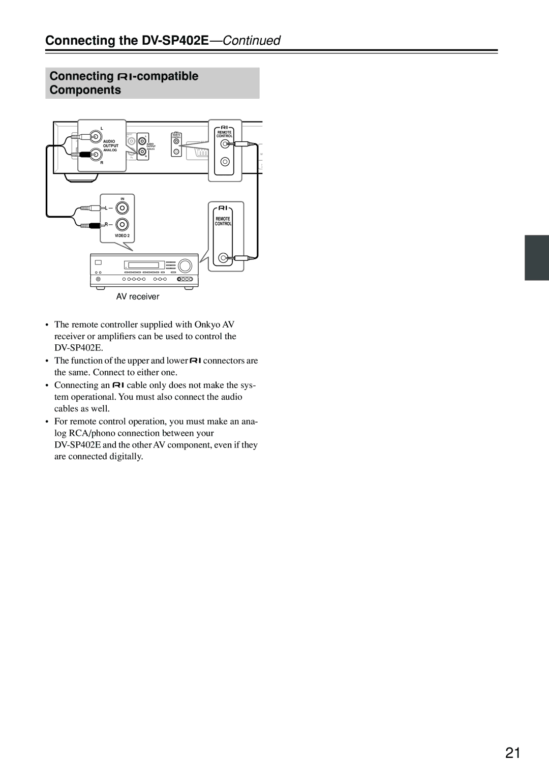 Onkyo DV-SP402E instruction manual Connecting -compatible Components 