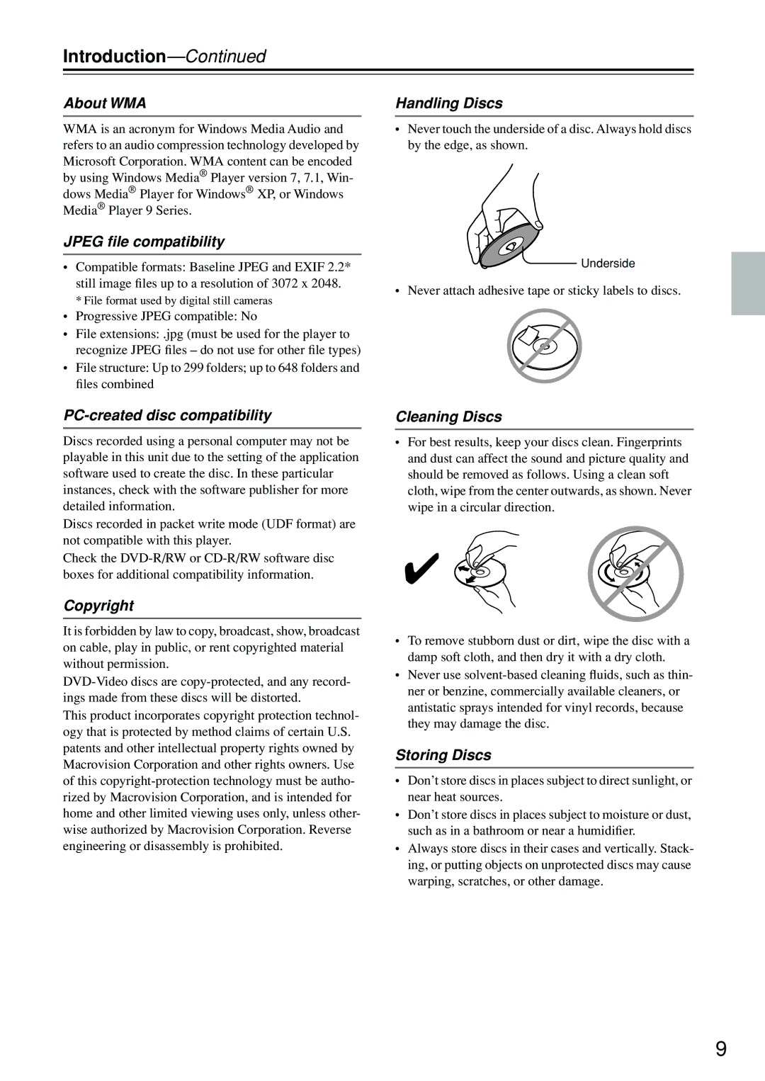 Onkyo DV-SP402E instruction manual About WMA 