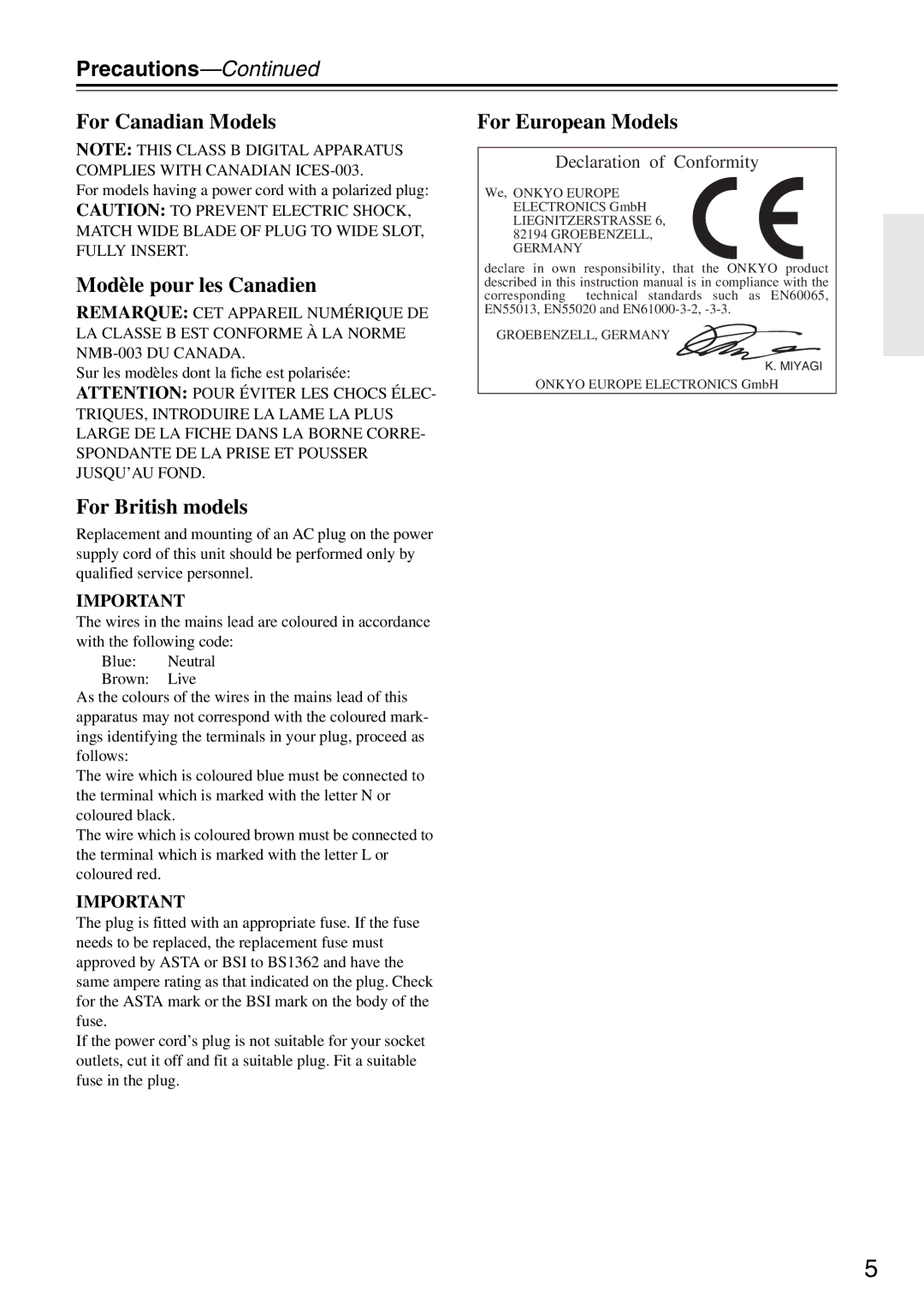 Onkyo DV-SP405 instruction manual For Canadian Models 