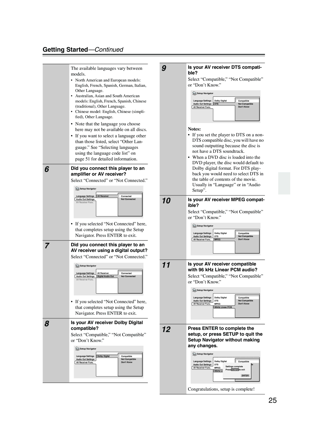 Onkyo DV-SP501 instruction manual Getting Started 