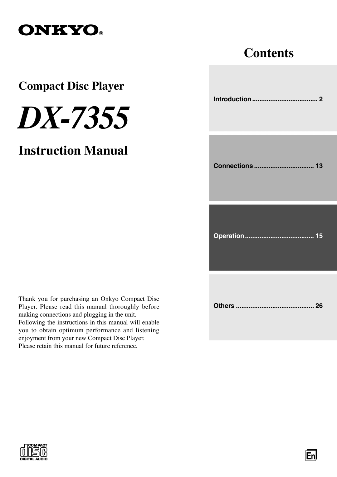 Onkyo DX-7355 instruction manual 